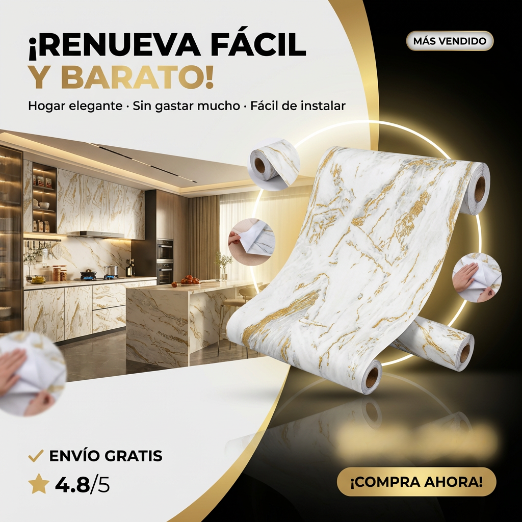 Papel Adhesivo Mármol Lleva 10m X 0,45m (10 metros por El precio de 1)