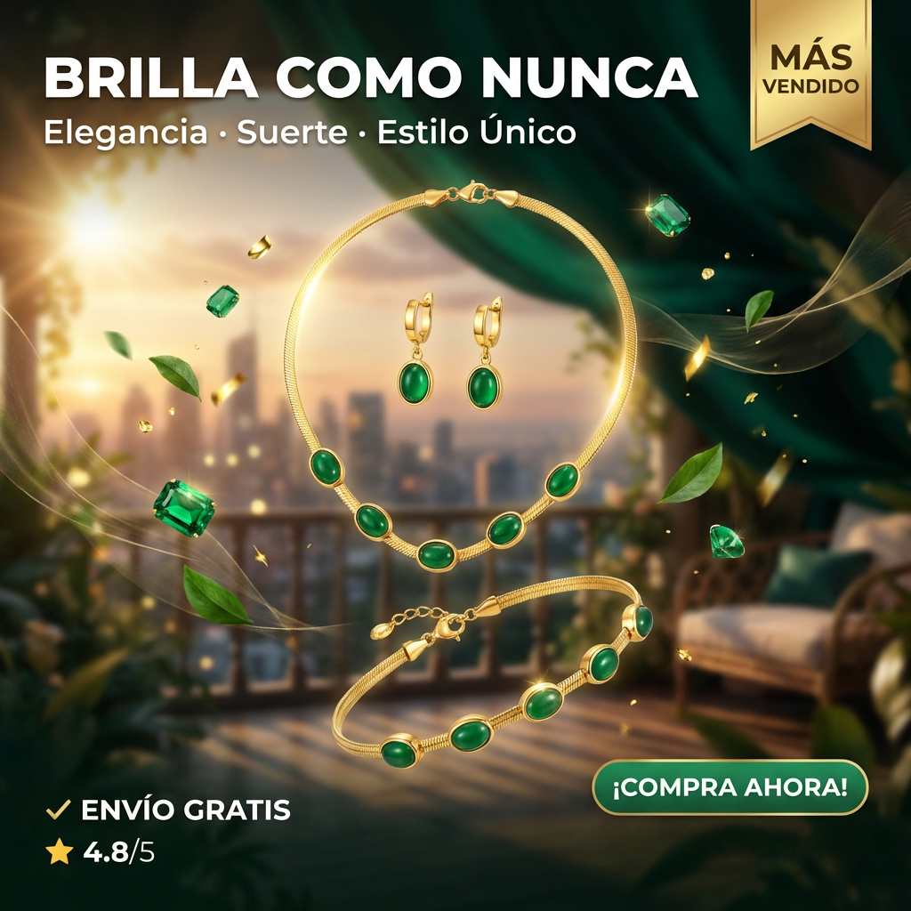 Juego De Joyas Esmeralda 3 Piezas amor
