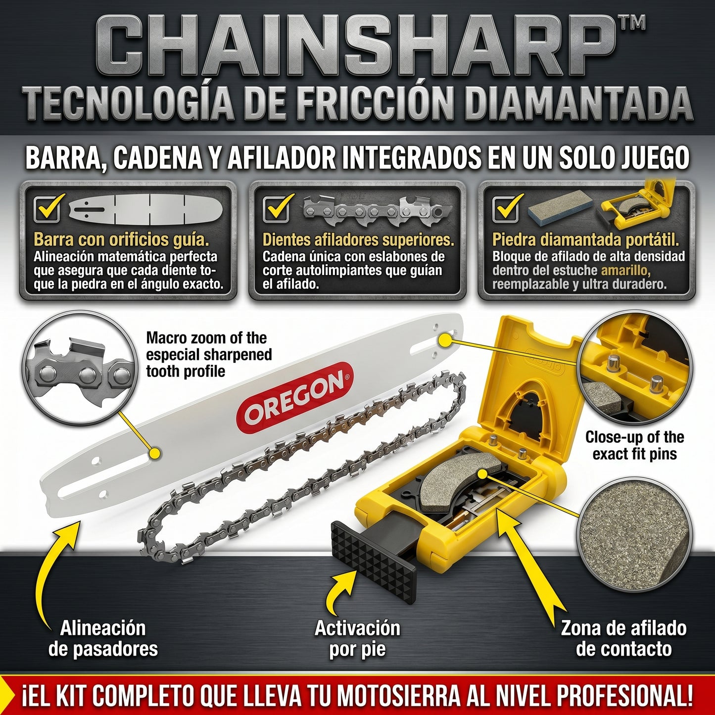 ChainSharp™ Afila la cadena de tu motosierra