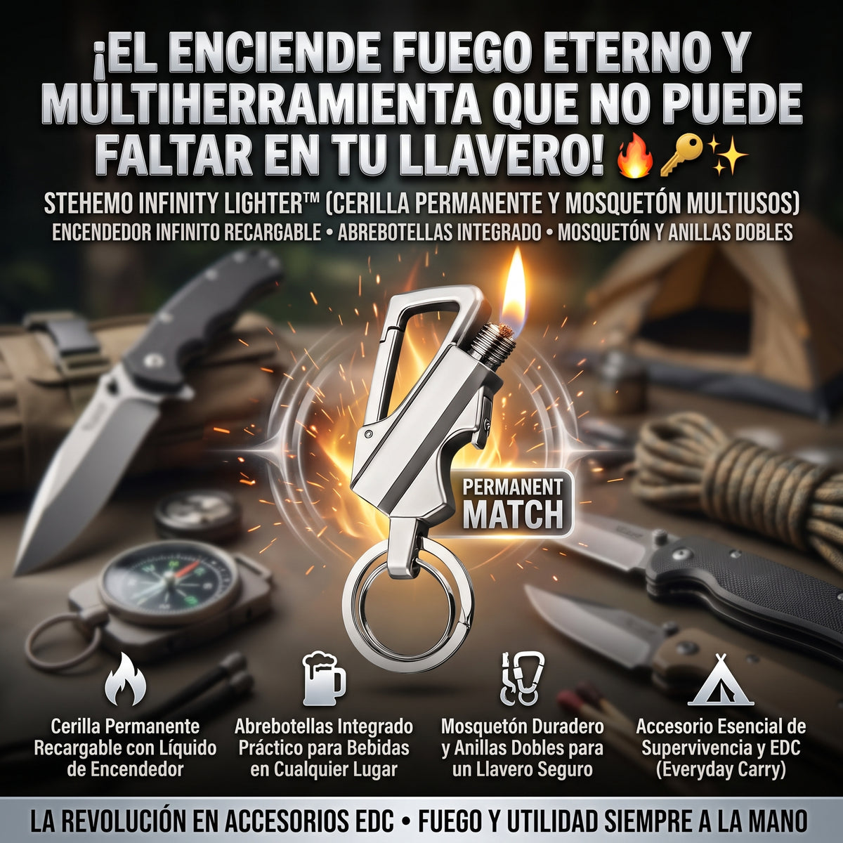 STEHEMO LIGHTER™ Encendedor Infinito y Llavero Multiherramienta