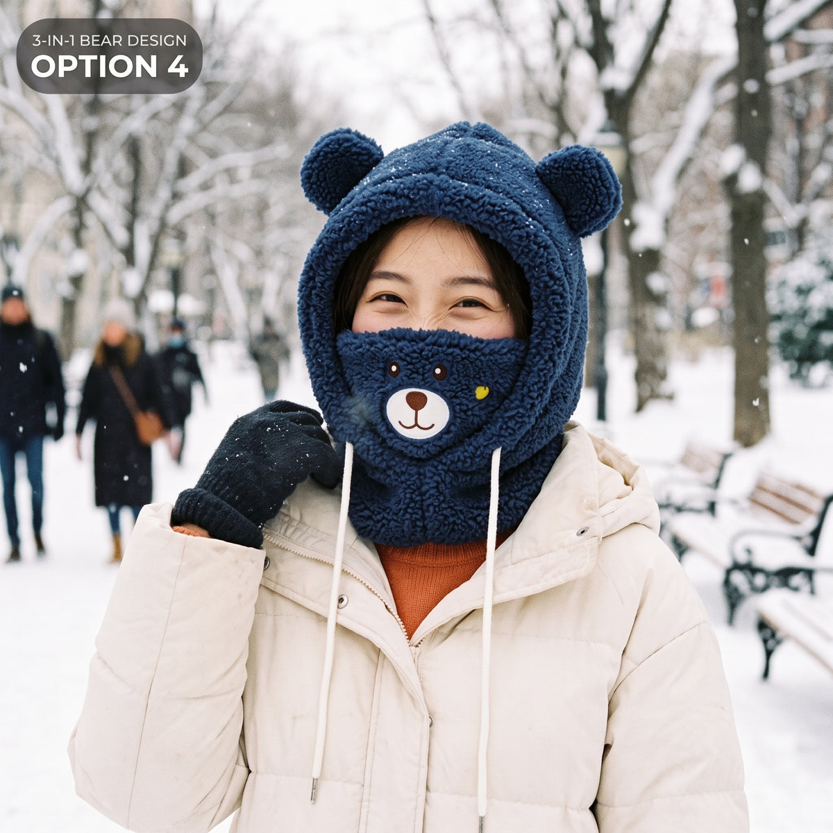 FUNNY TEDDY HOOD™ Gorro Bufanda 3 en 1 con Diseño de Osito
