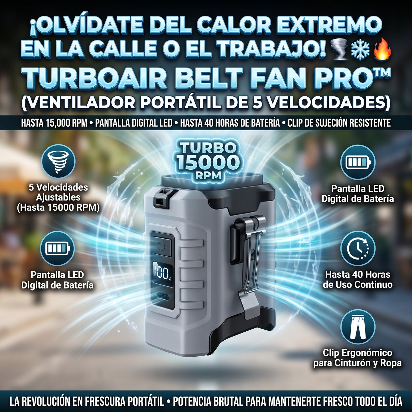 TURBOAIR™ Ventilador de Cintura Portátil