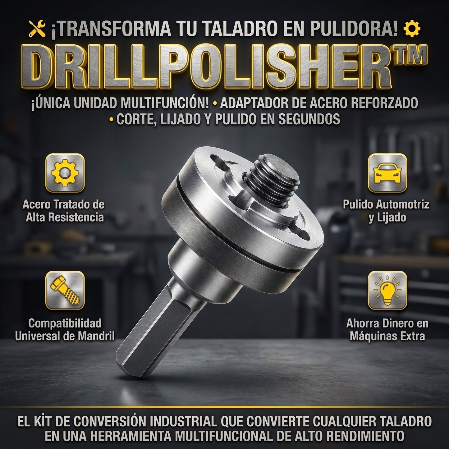 DRILLPOLISHER Adaptador Convertidor de Taladro a Pulidora y Esmeriladora Promo 2X1