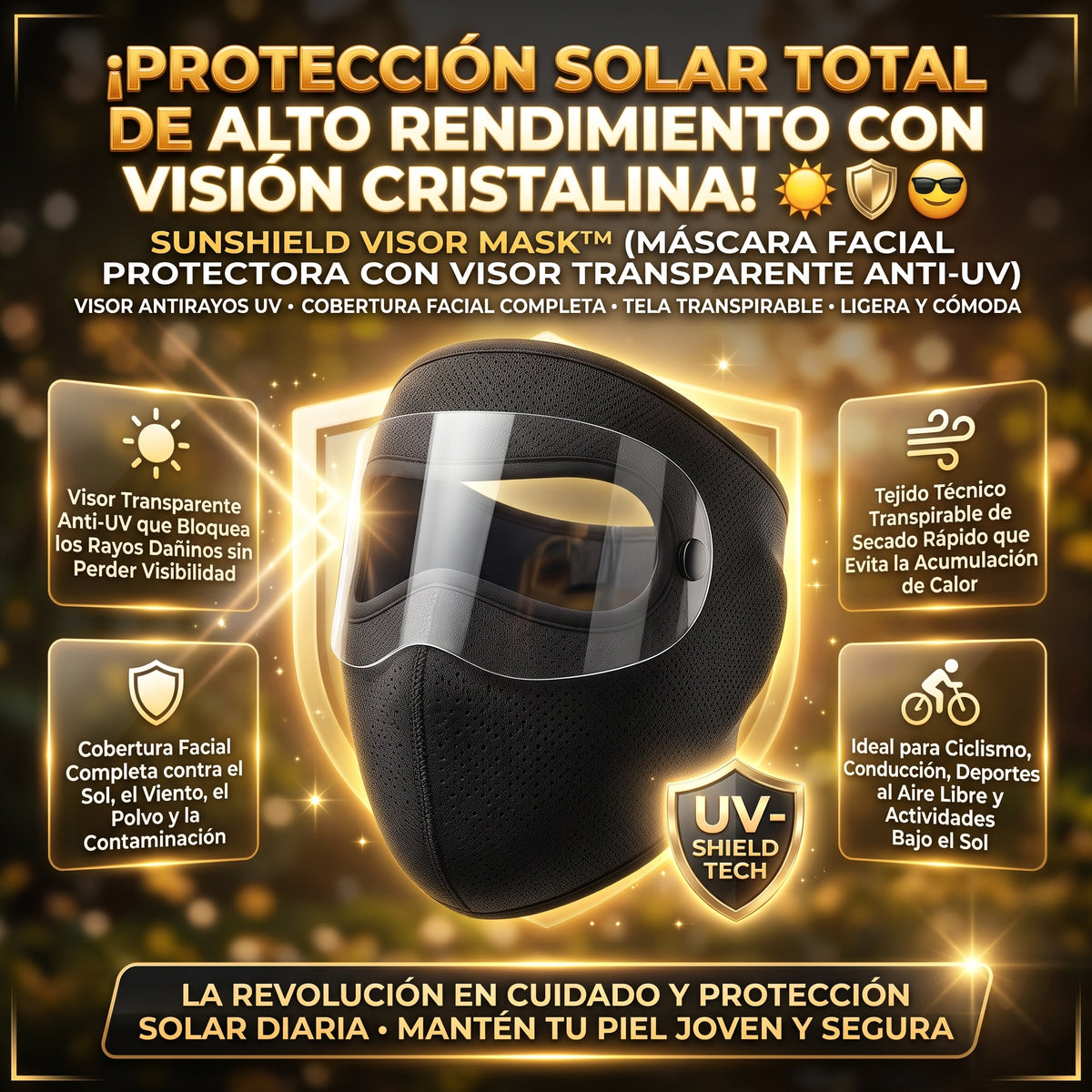 SUNSHIELD VISOR MASK™ Máscara Protectora con Visor UV