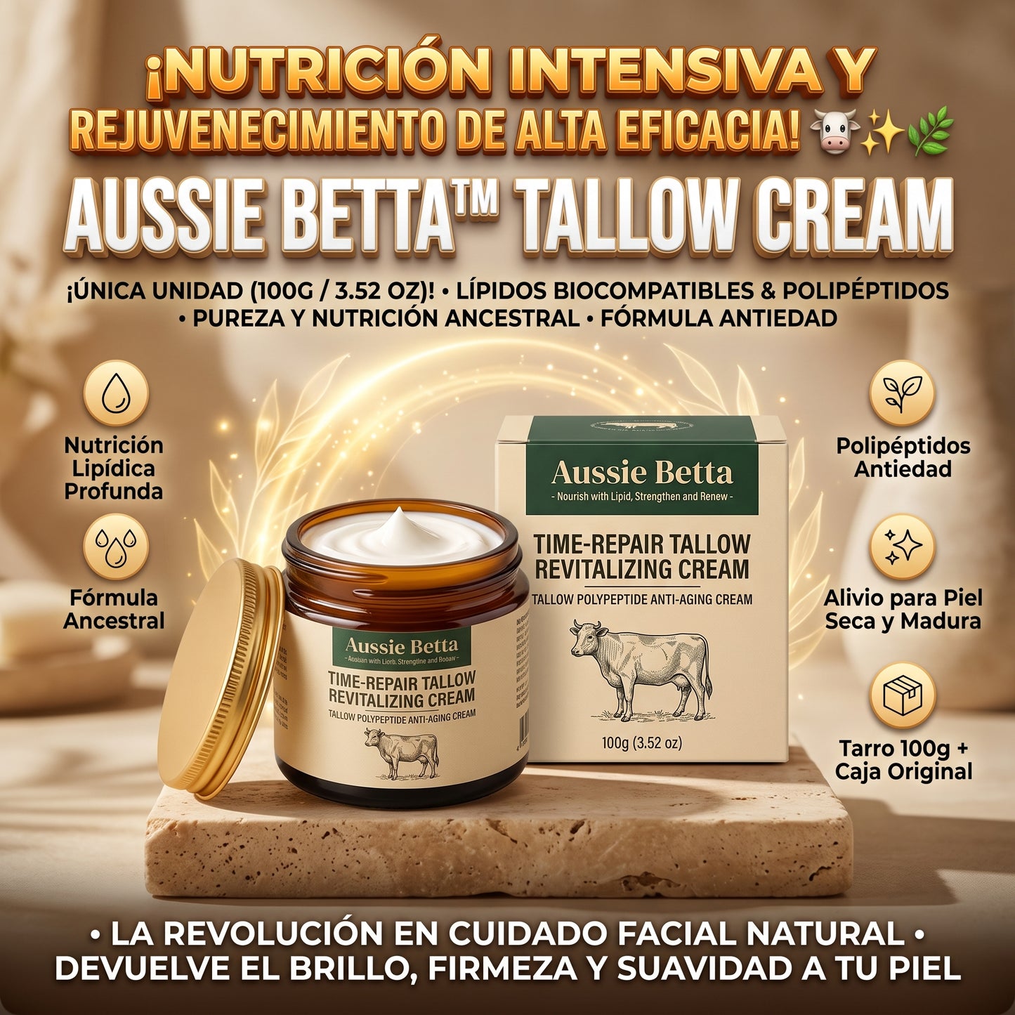 Aussie Betta™ Crema Revitalizante Antiedad de Sebo y Polipéptidos