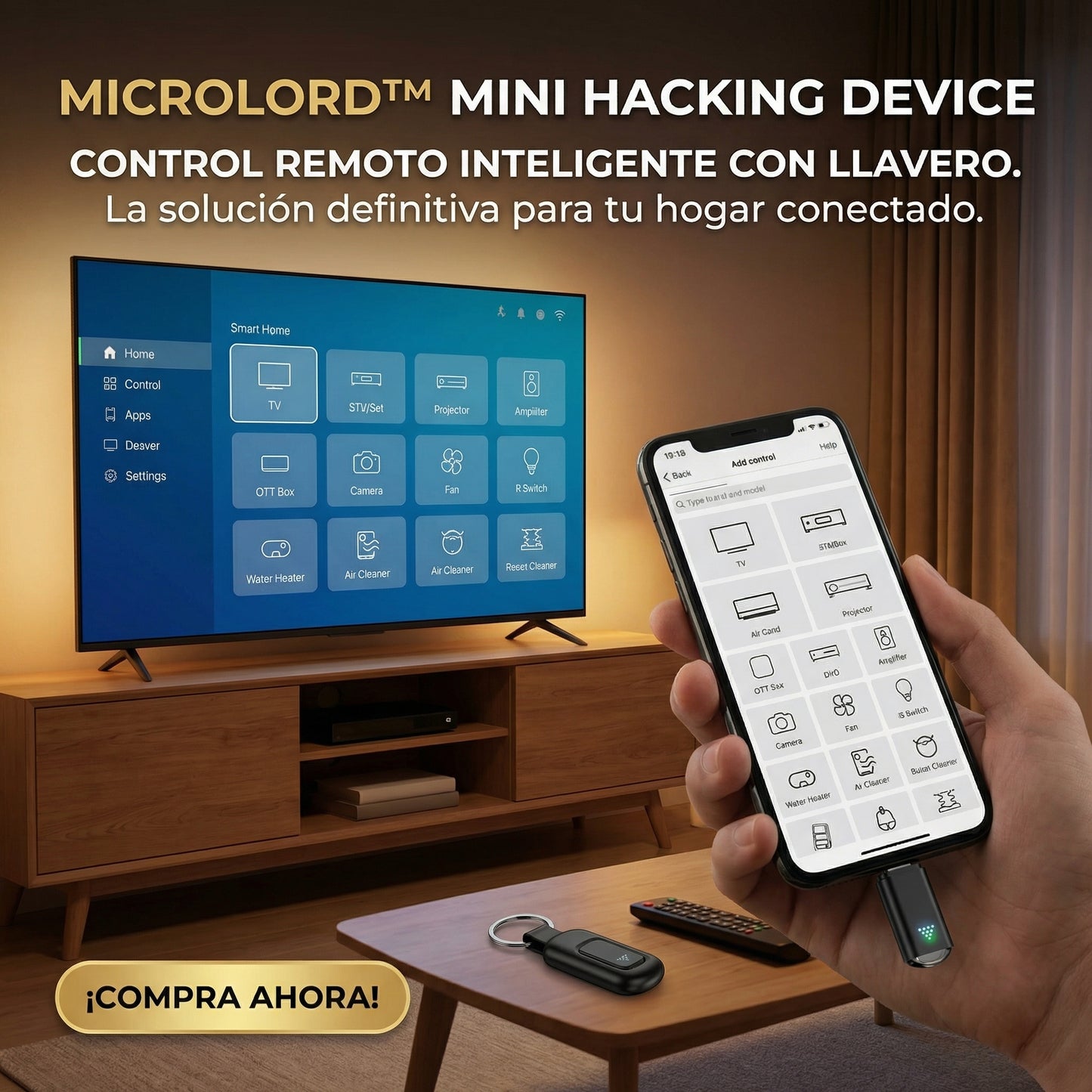 Microlord™ Mini dispositivo de piratería con llavero, control remoto inteligente