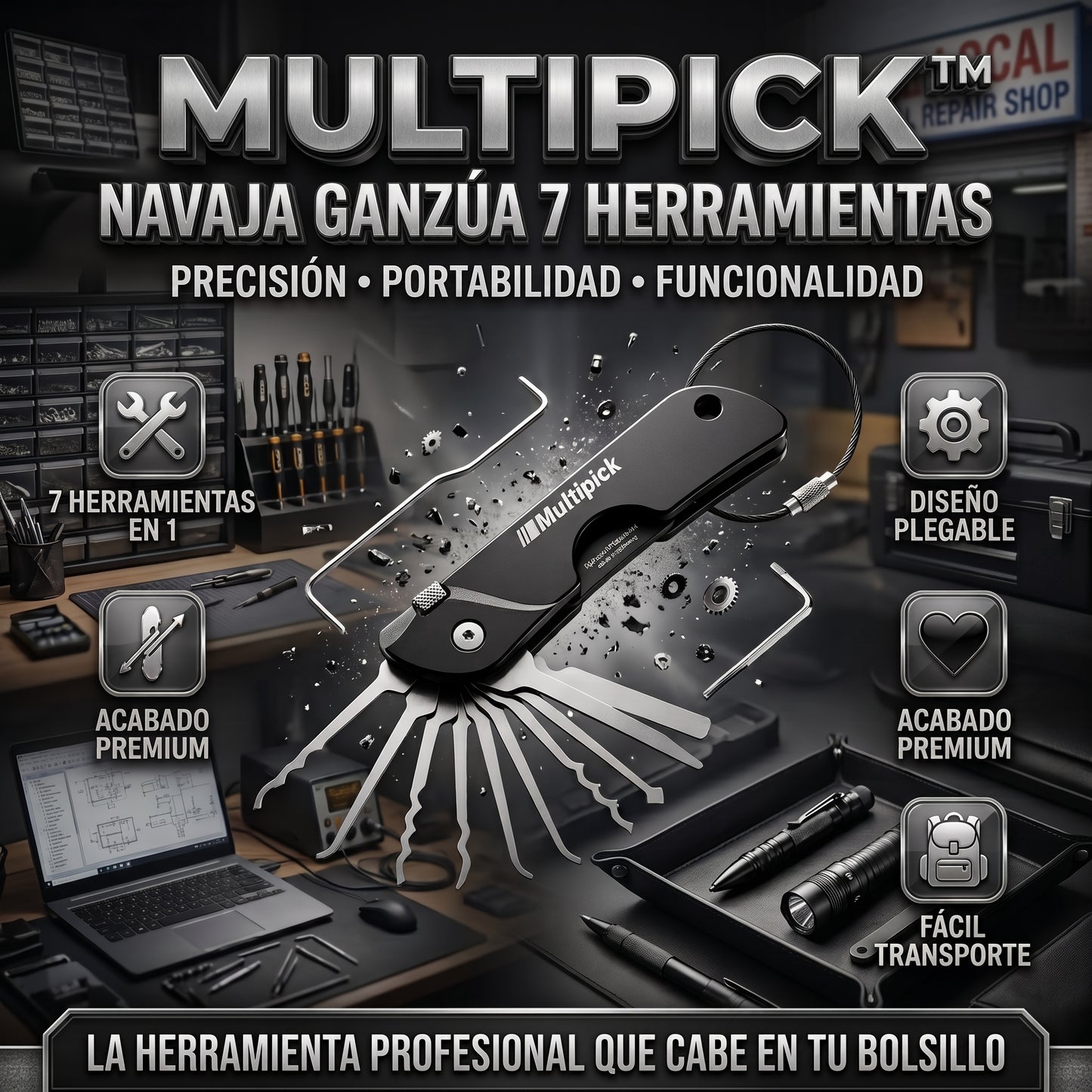 MULTIPICK™ Navaja Ganzua 7 Herramientas