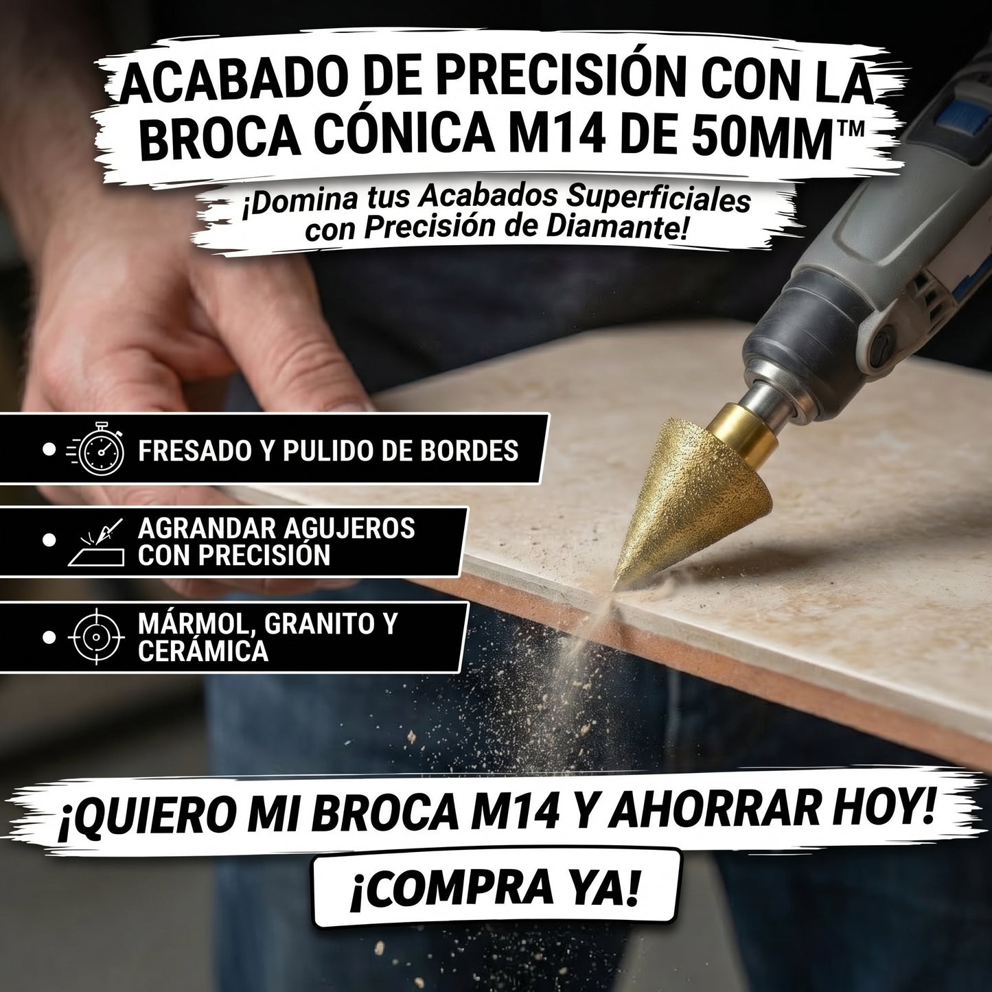 Milling Bit M14™ Broca Cónica De Diamante M14, Broca De Fresado De 50 M