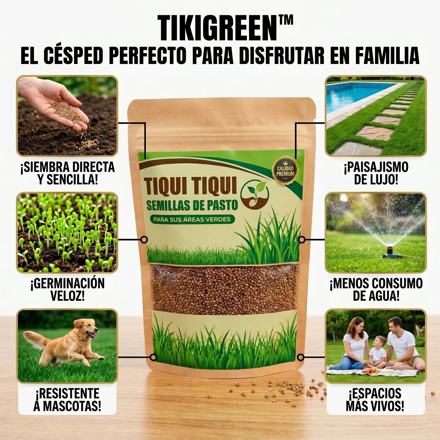 Semillas PREMIUM TikiGreen De Pasto Tipo Tiki Tiki