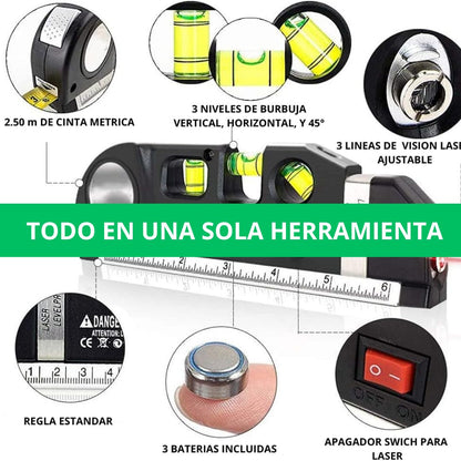 ProLáser FIXIT™ NIVEL + LASER + METRO + REGLA (4 en 1) : ¡Tus proyectos SIN ERRORES , SIN ESTRÉS!