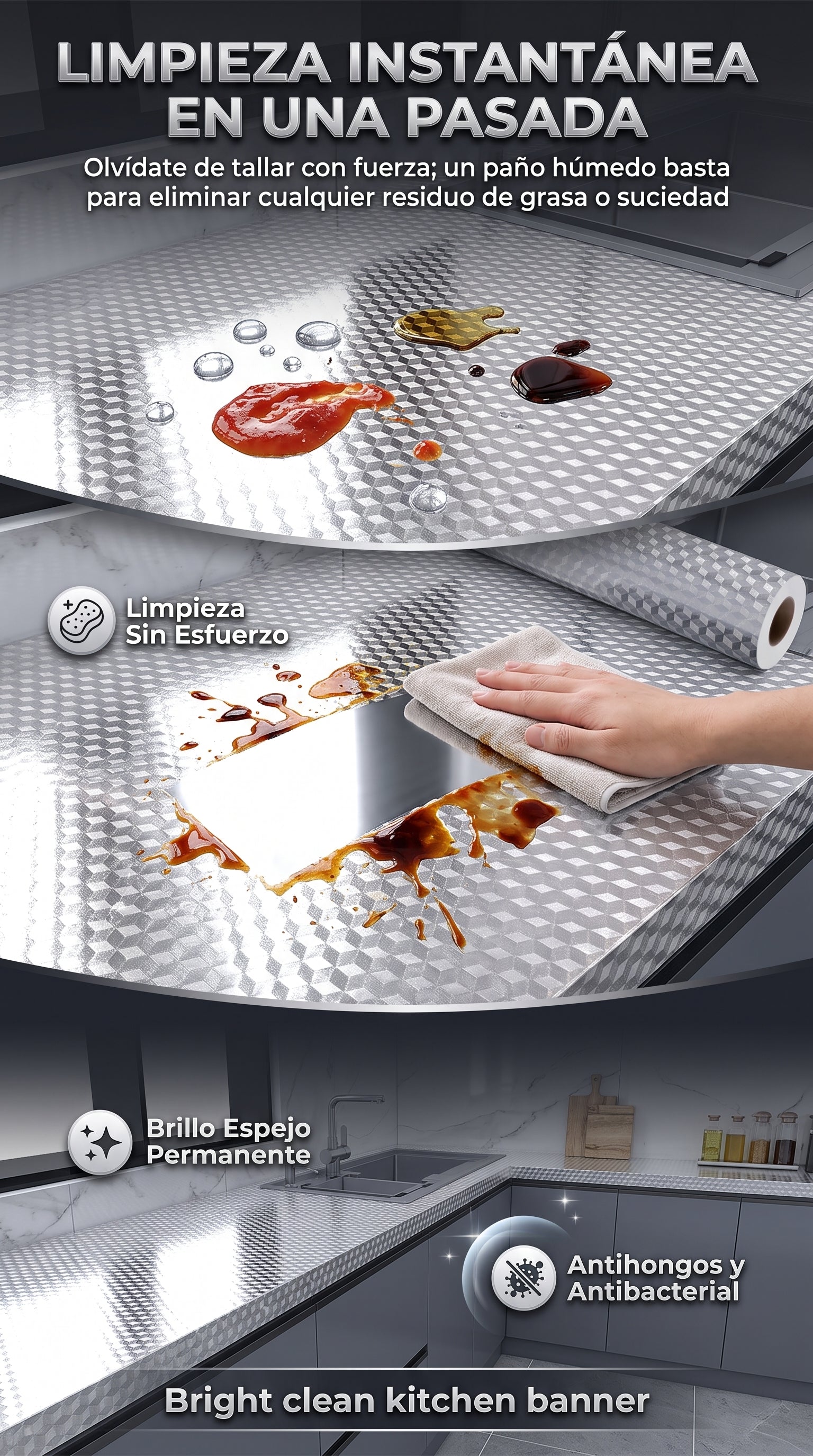 ALUSHIELD™ Papel Adhesivo de Aluminio Protector Antigrasa