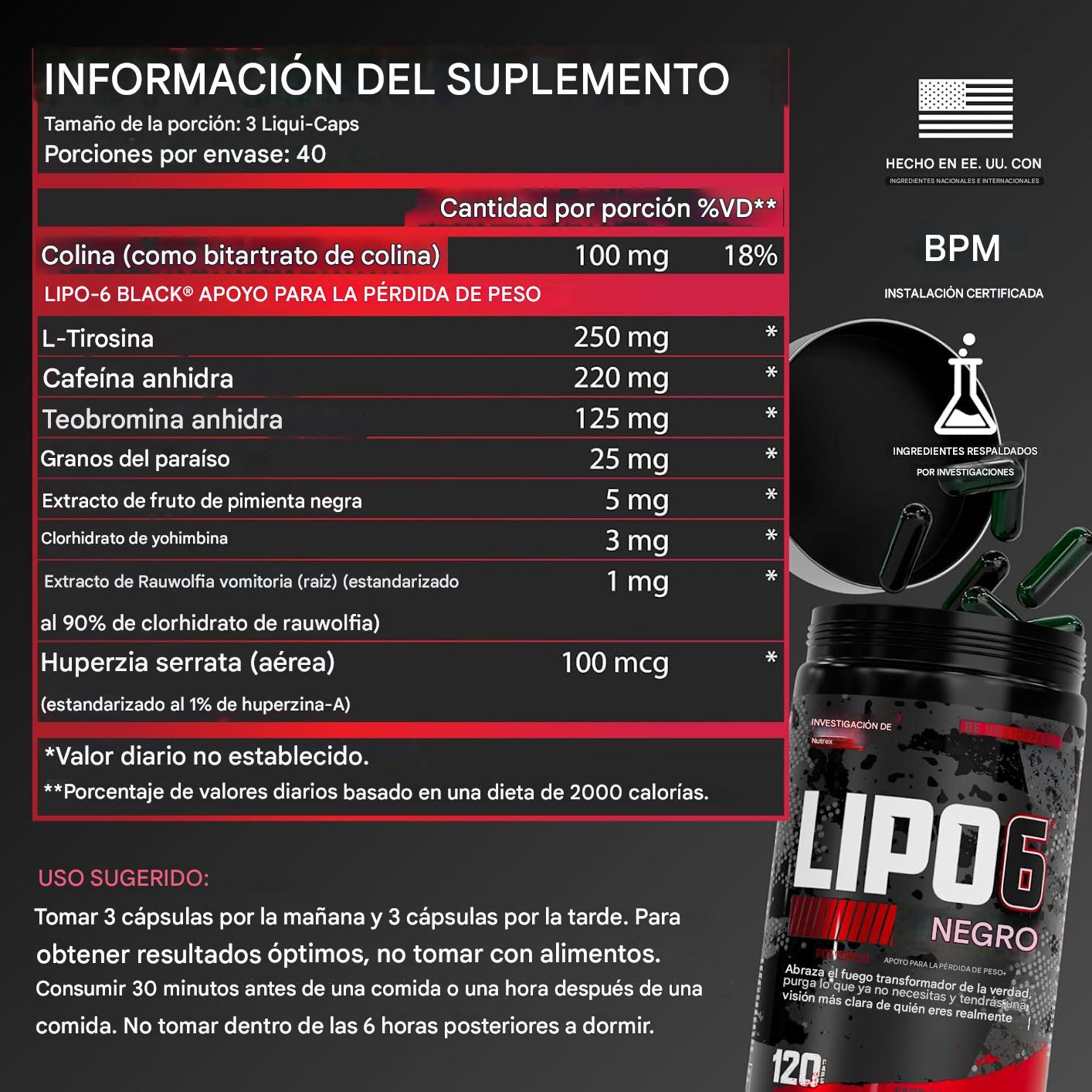 LIPO-6 BLACK ULTRA CONCENTRATE de Nutrex: Fórmula Súper Concentrada para la Pérdida de Grasa