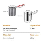 Olla freidora de 1,2L en acero inoxidable 304 alemán, compatible con cocinas de vitrocerámica e inducción