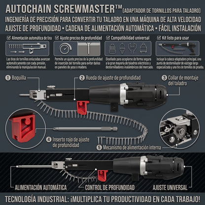 AUTOCHAIN™ Adaptador de Pistola de Tornillos en Cadena para Taladro