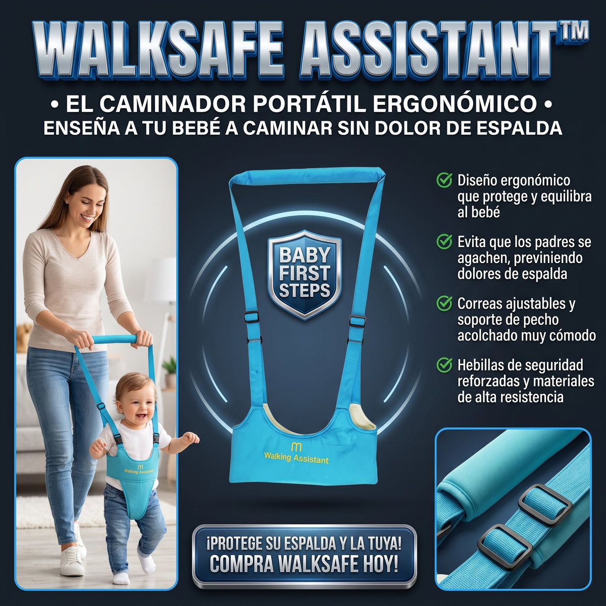 WALKSAFE ASSISTANT™ Caminador Portátil Ergonómico para Bebés