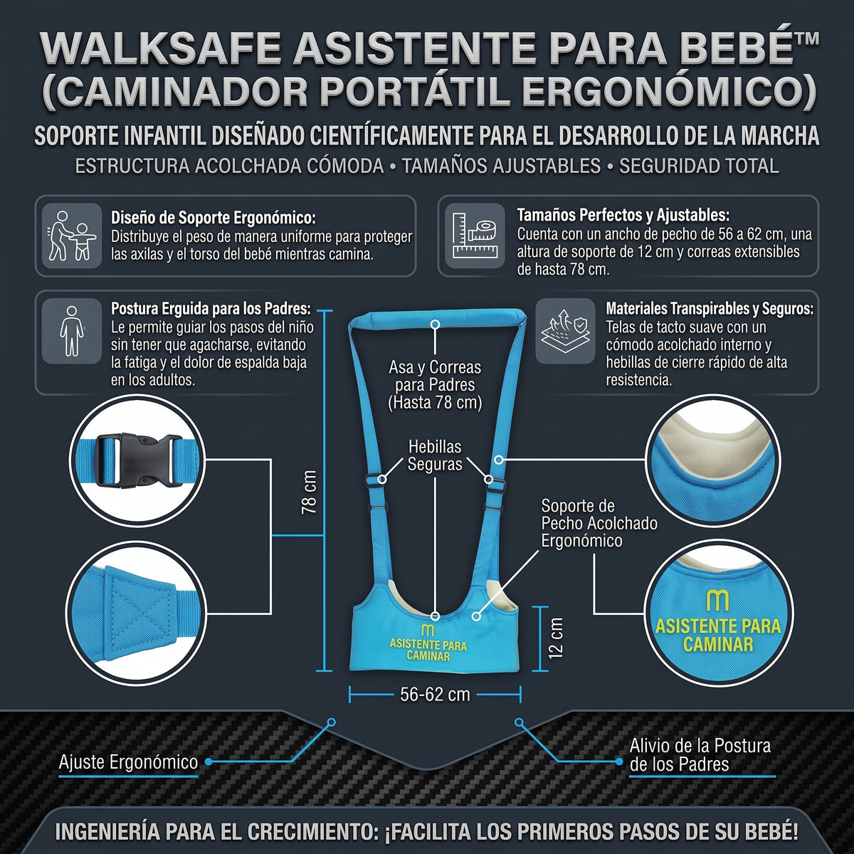 WALKSAFE ASSISTANT™ Caminador Portátil Ergonómico para Bebés