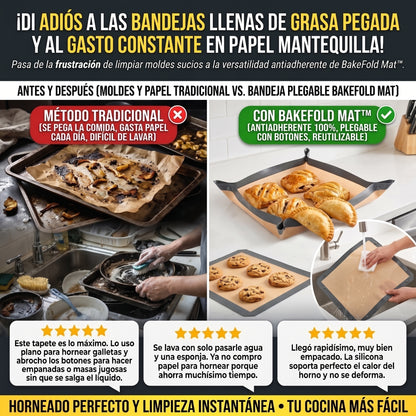 BAKEFOLD MAT™ Alfombrilla de Silicona Antiadherente Plegable para Hornear
