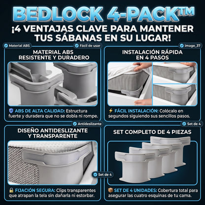 BEDLOCK™ (Set de 4 Piezas) Sujeta Sábanas de Cama