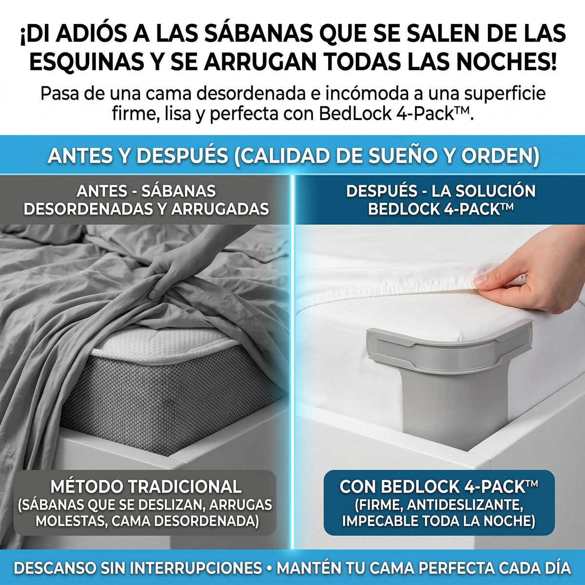 BEDLOCK™ (Set de 4 Piezas) Sujeta Sábanas de Cama
