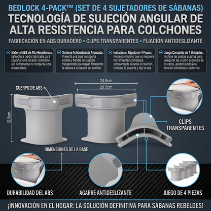 BEDLOCK™ (Set de 4 Piezas) Sujeta Sábanas de Cama