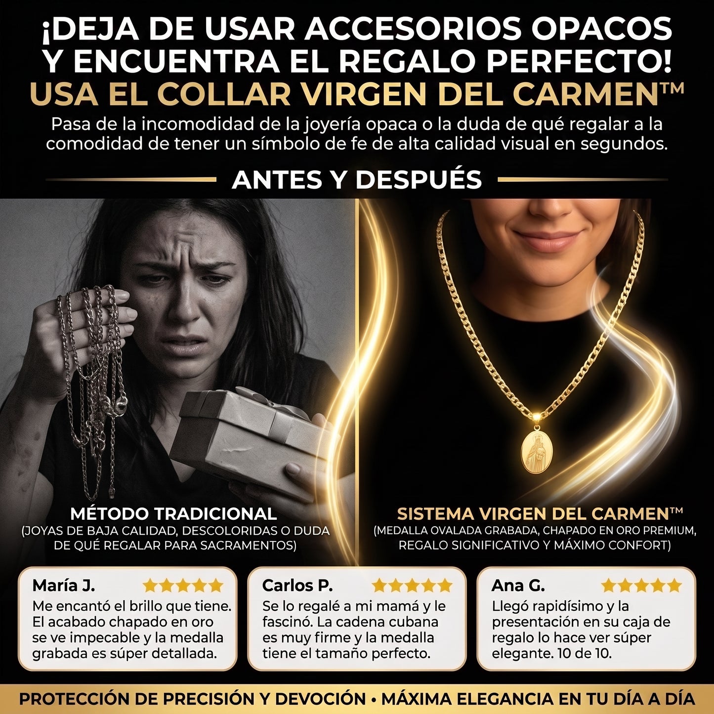 COLLAR VIRGEN DEL CARMEN™ Chapada en Oro