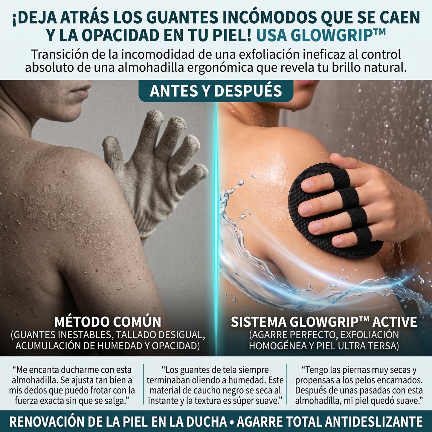 GlowGrip™ Guantes Exfoliantes de Goma Premium 2x1