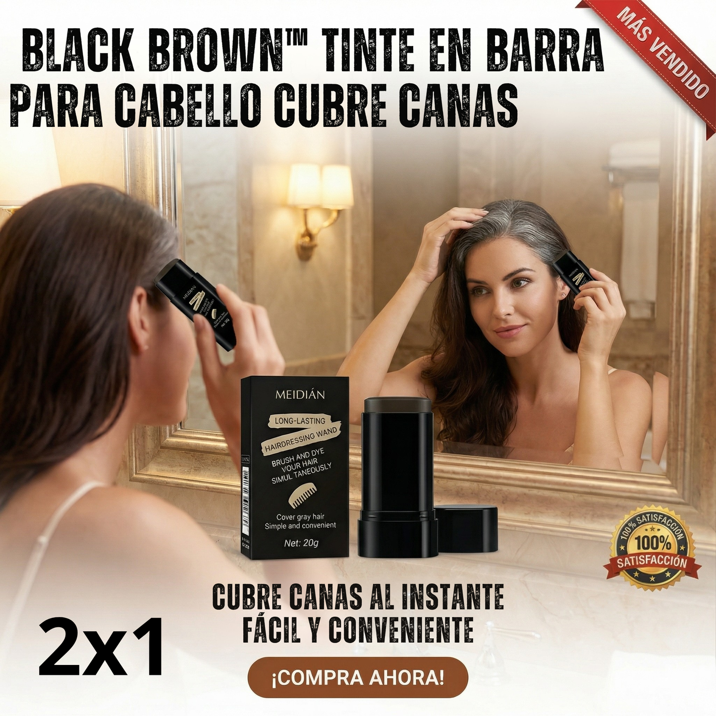 Black Brown™ Tinte En Barra Para cabello Cubre Canas 2x1