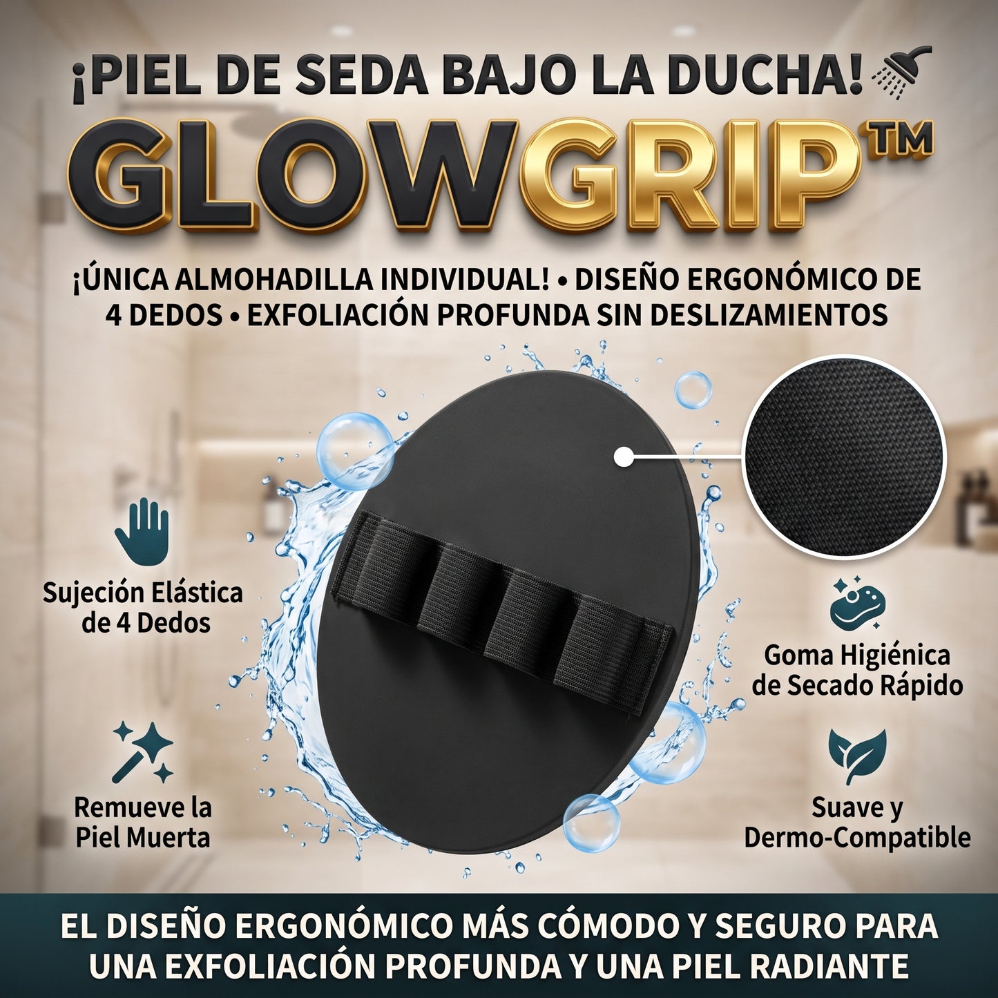 GlowGrip™ Guantes Exfoliantes de Goma Premium 2x1