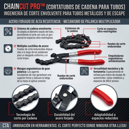 CHAINCUT™ Cortador de Tubos de Escape y Caños por Cadena
