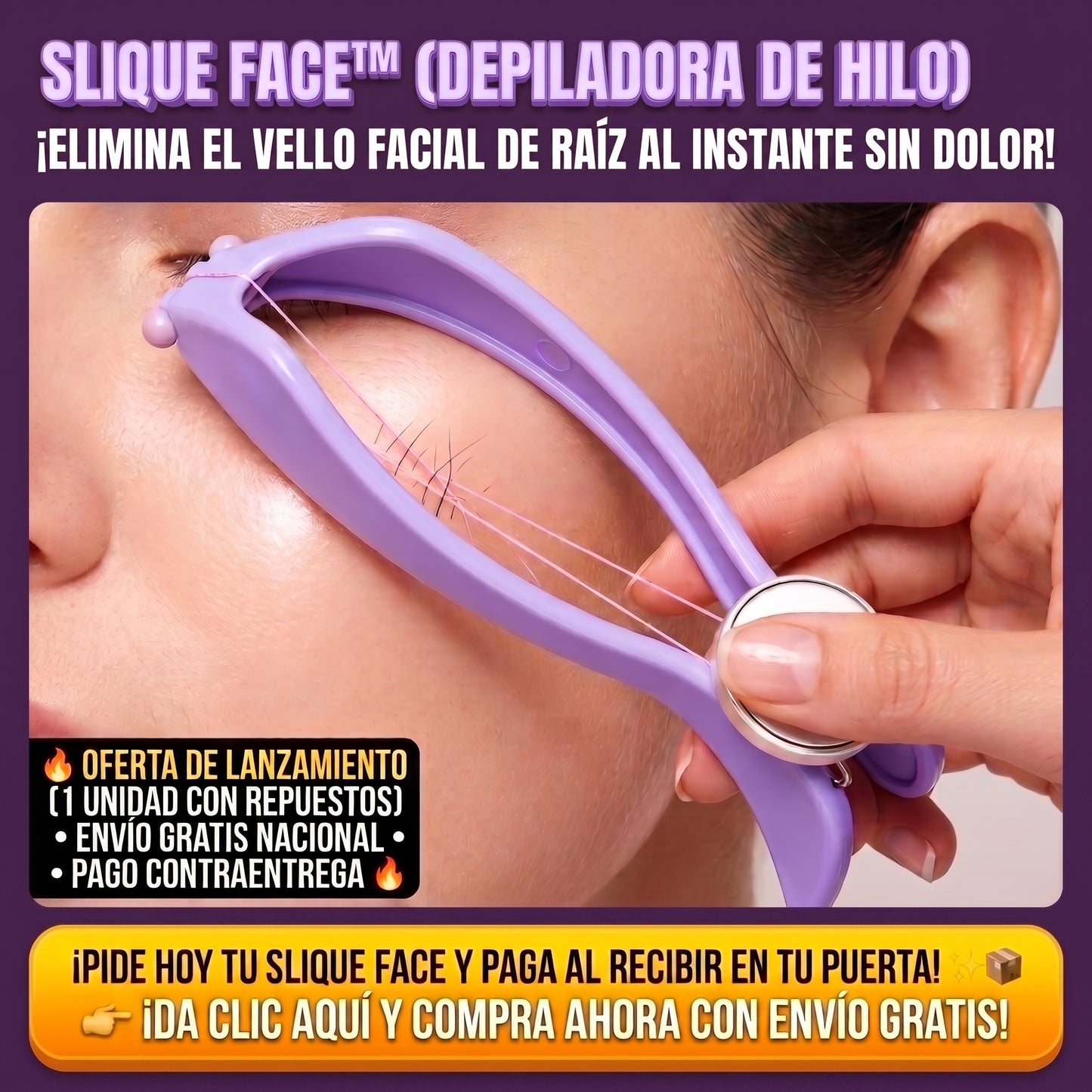 SLIQUE FACE™ Depiladora Facial Manual por Hilo