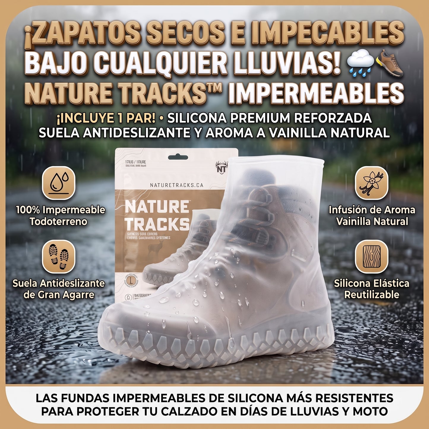 Nature Tracks™ Fundas Cubre-Calzado Impermeables de Silicona
