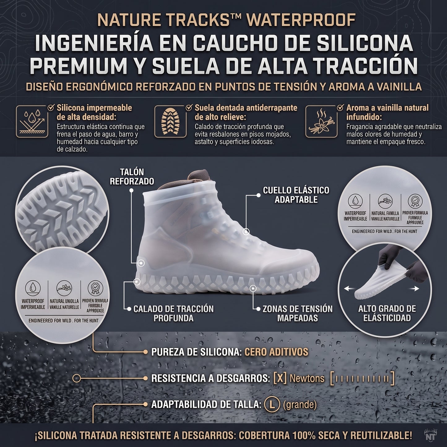 Nature Tracks™ Fundas Cubre-Calzado Impermeables de Silicona