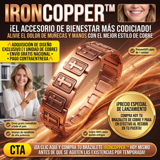 IronCopper™ Brazalete Magnético de Cobre Puro 100%