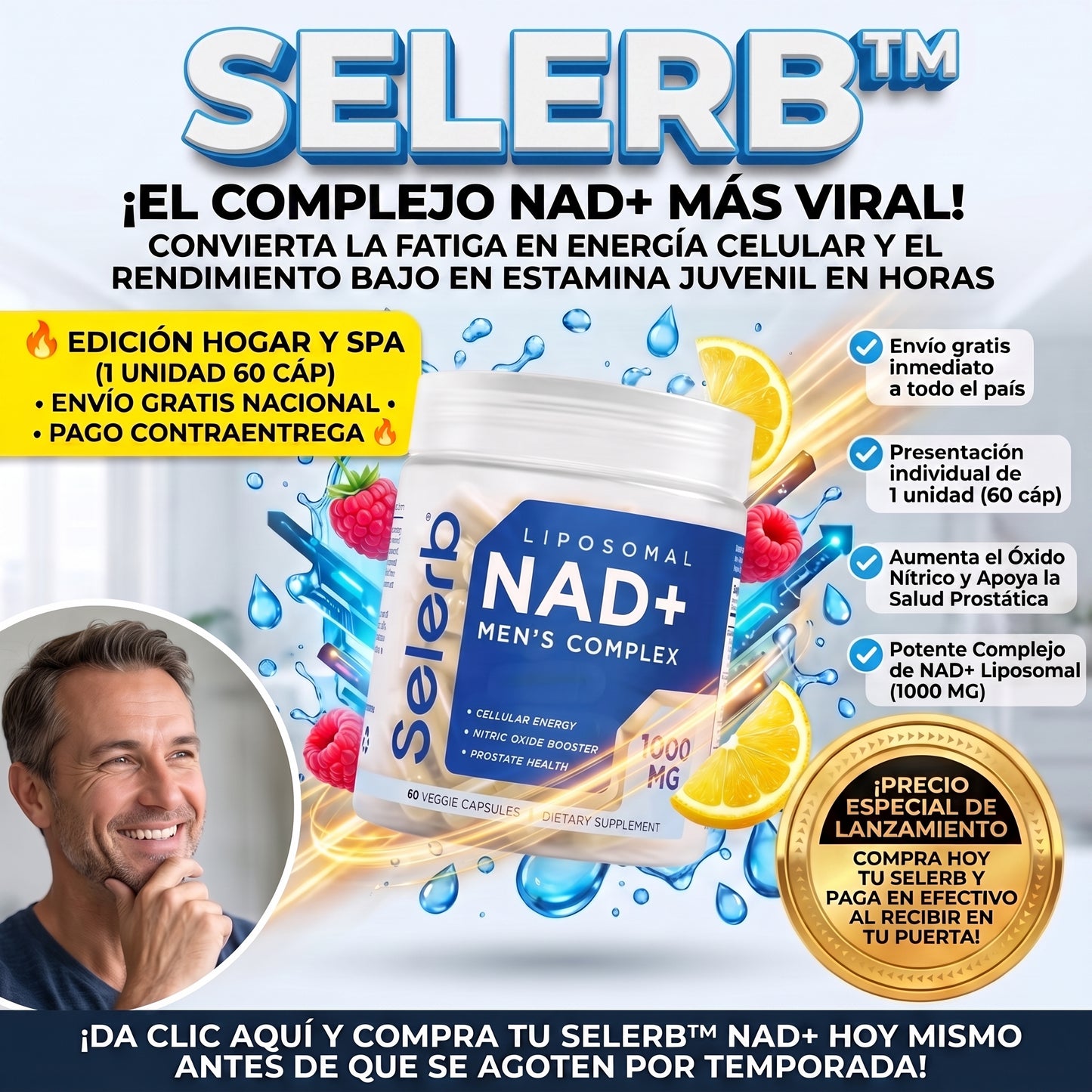 Selerb™ Liposomal NAD+ Men's Complex (1000 mg - 60 Cápsulas )