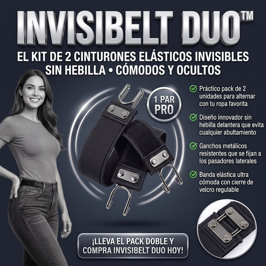INVISIBELT DUO™ Cinturón Elástico Ajustable sin Hebilla con Gancho  2 pares por el precio de 1
