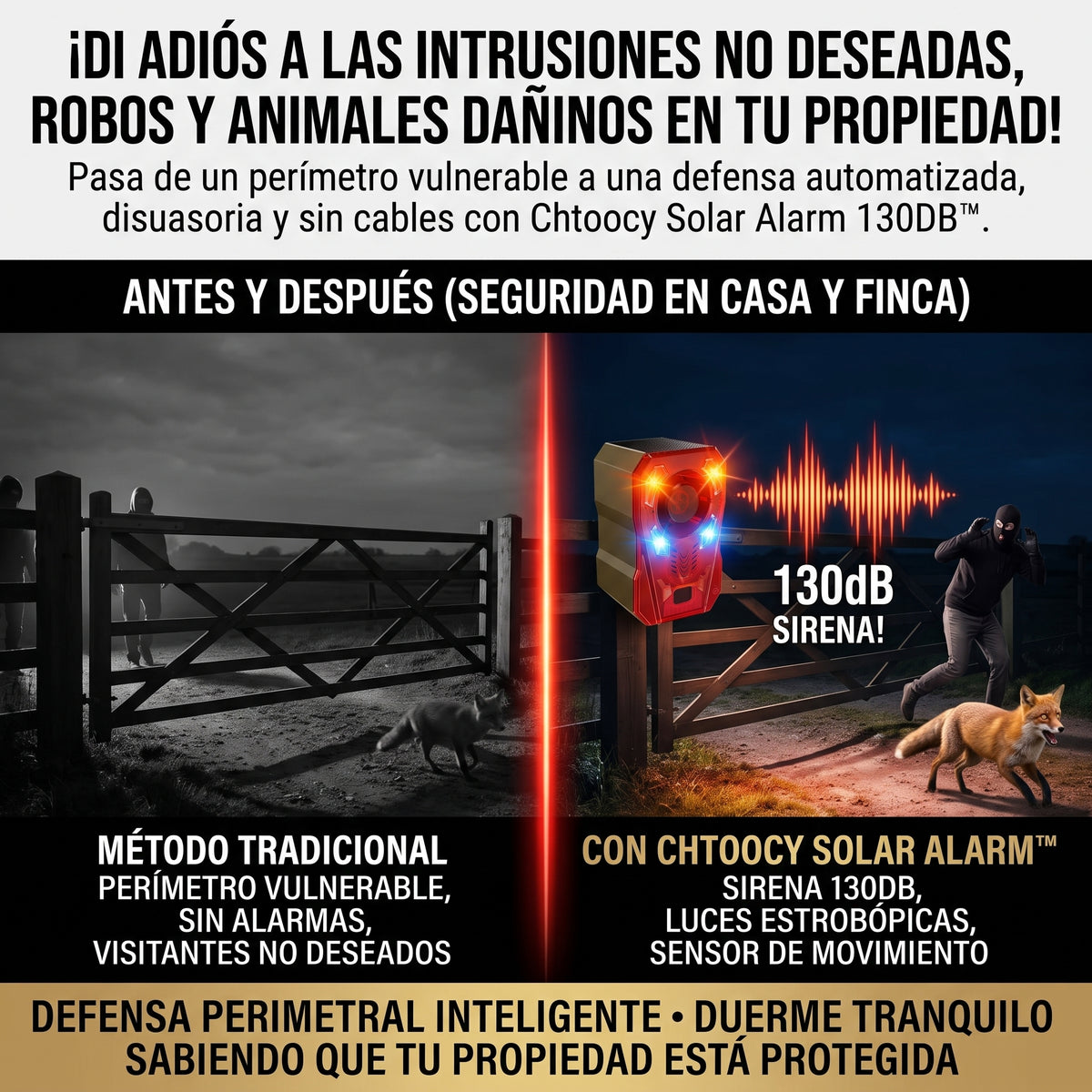 CHTOOCY™ Alarma Solar de Movimiento 130dB, IP65