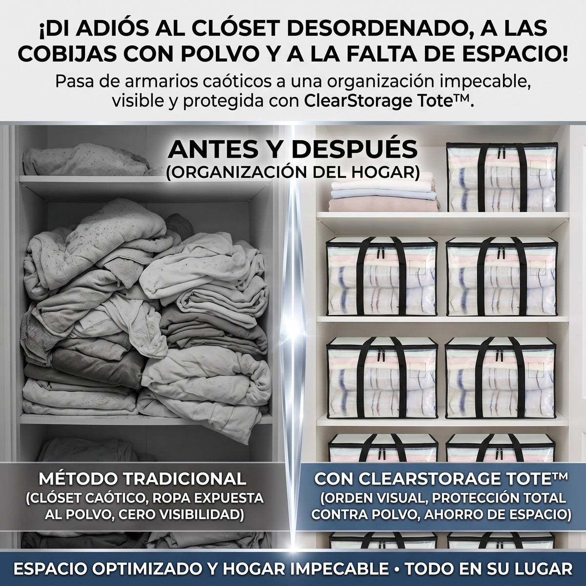 CLEARSTORAGE TOTE™ Bolsa de Almacenamiento Transparente Extragrande