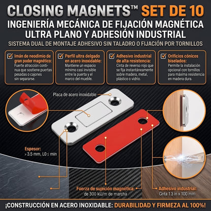 Closing Magnets™ Cierres Magnéticos Puertas y Cajones X 10 Uds