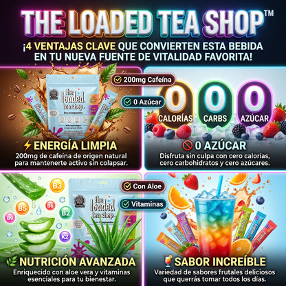 THE LOADED TEA SHOP™ Sobres de Té Energizante en Polvo