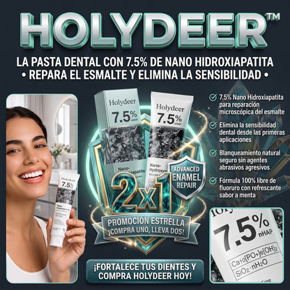 HOLYDEER™ (120g) Pasta de Dientes Reparadora con 7.5% Nano Hidroxiapatita 2X1