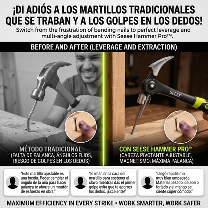 SEESE HAMMER™ Martillo Multifuncional Ajustable, Extractor de Uñas y Magnético