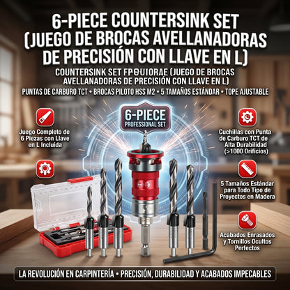COUNTERSINK SET™ Juego Completo de Brocas Avellanadoras de Precisión