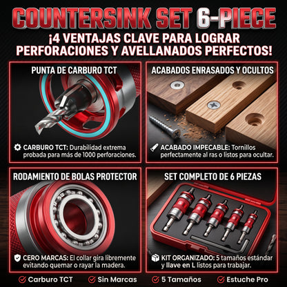 COUNTERSINK SET™ Juego Completo de Brocas Avellanadoras de Precisión