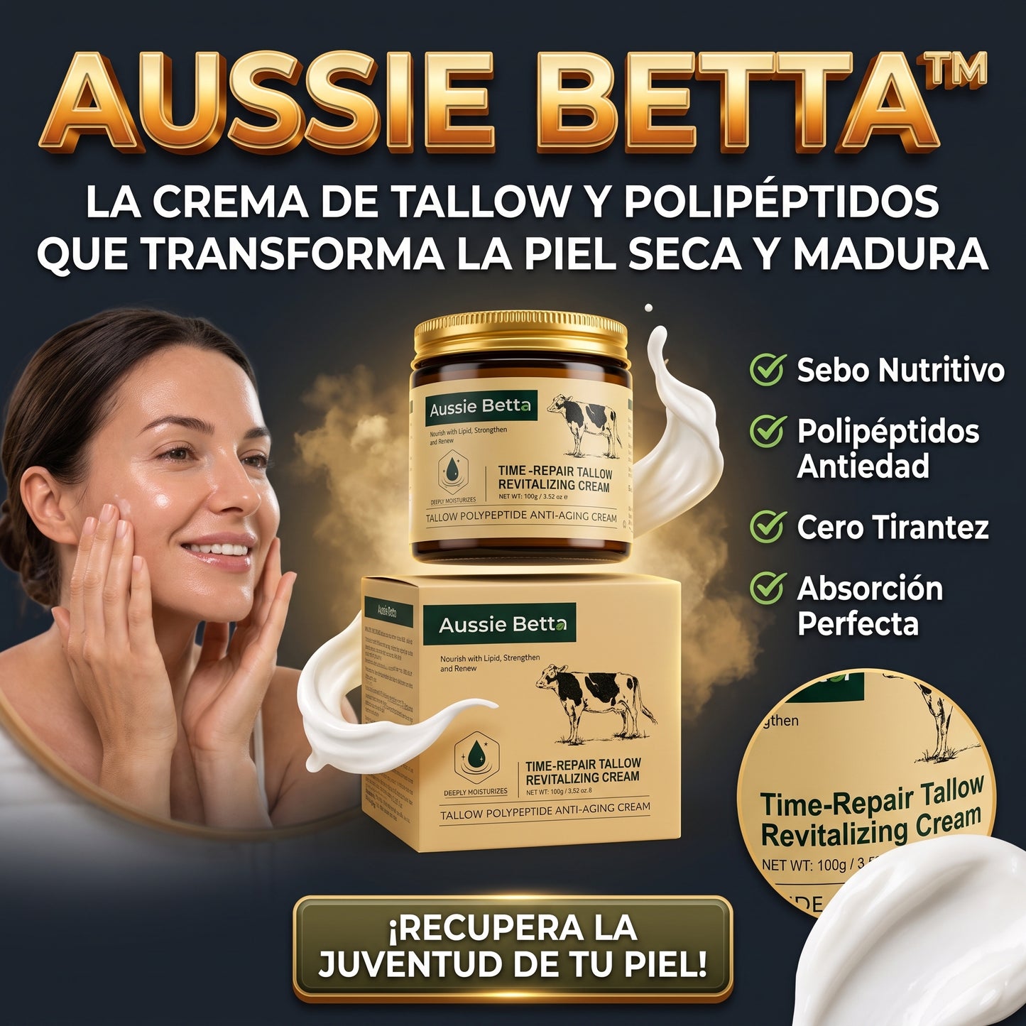 Aussie Betta™ Crema Revitalizante Antiedad de Sebo y Polipéptidos