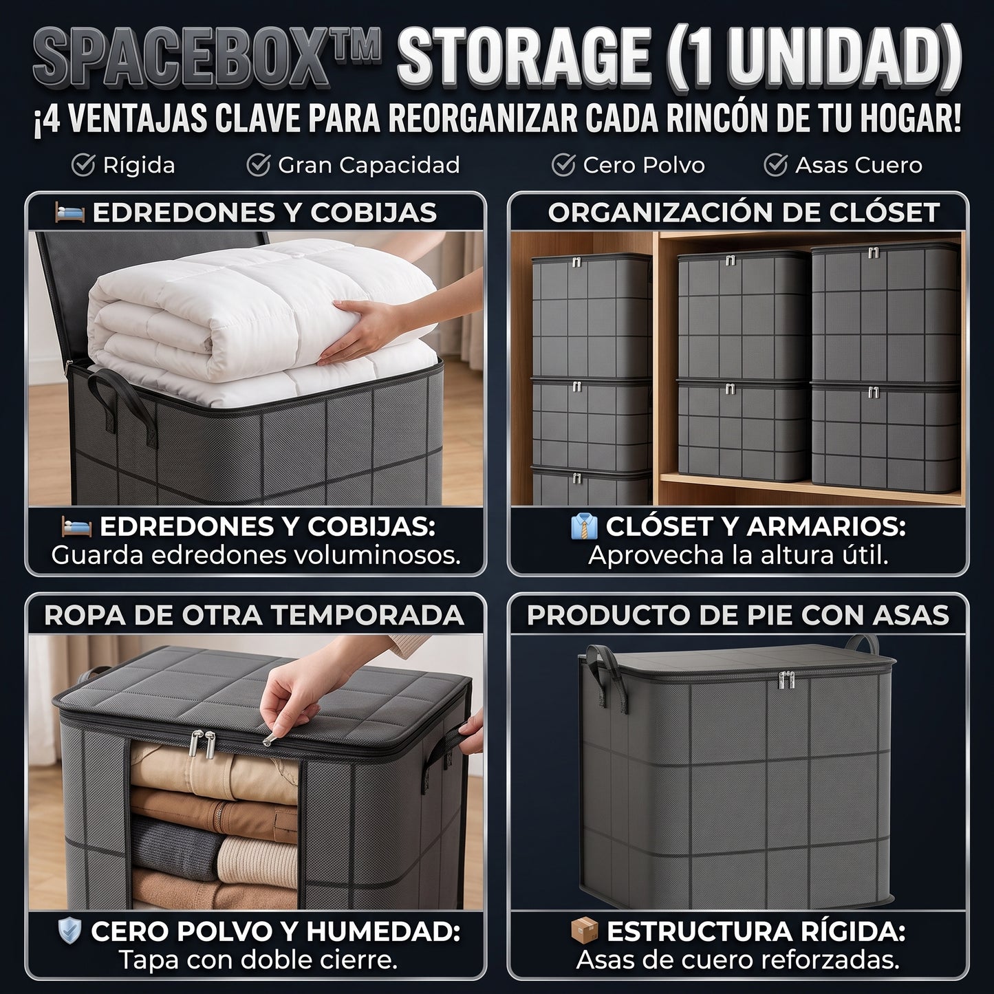 SPACEBOX™ Cesta Rígida Organizadora de Almacenamiento