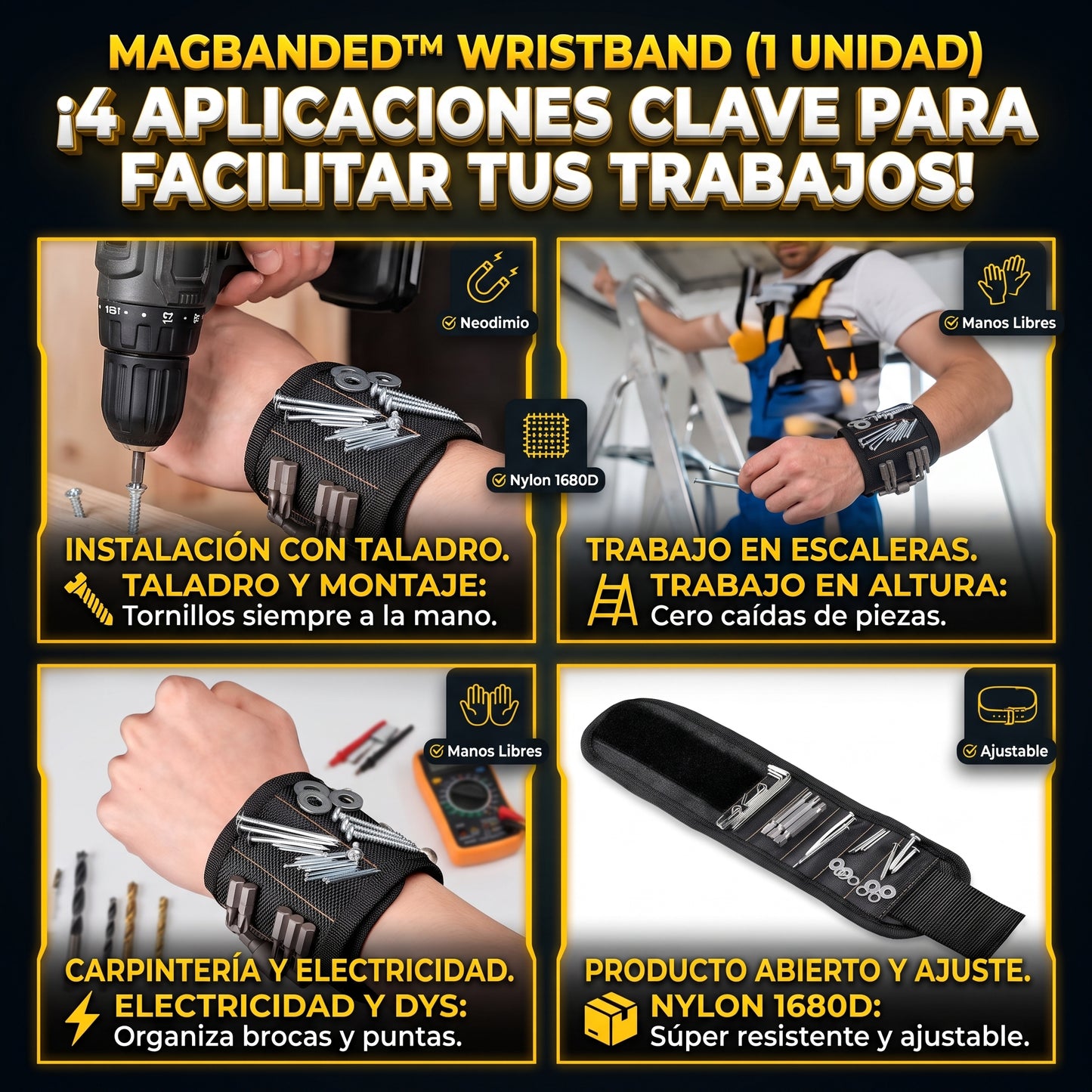 MAGBANDED™ Pulsera / Muñequera Magnética para Herramientas