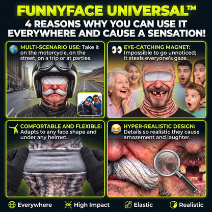 FUNNYFACE™ Pasamontañas Divertido de Rostro Realista 2x1 - T