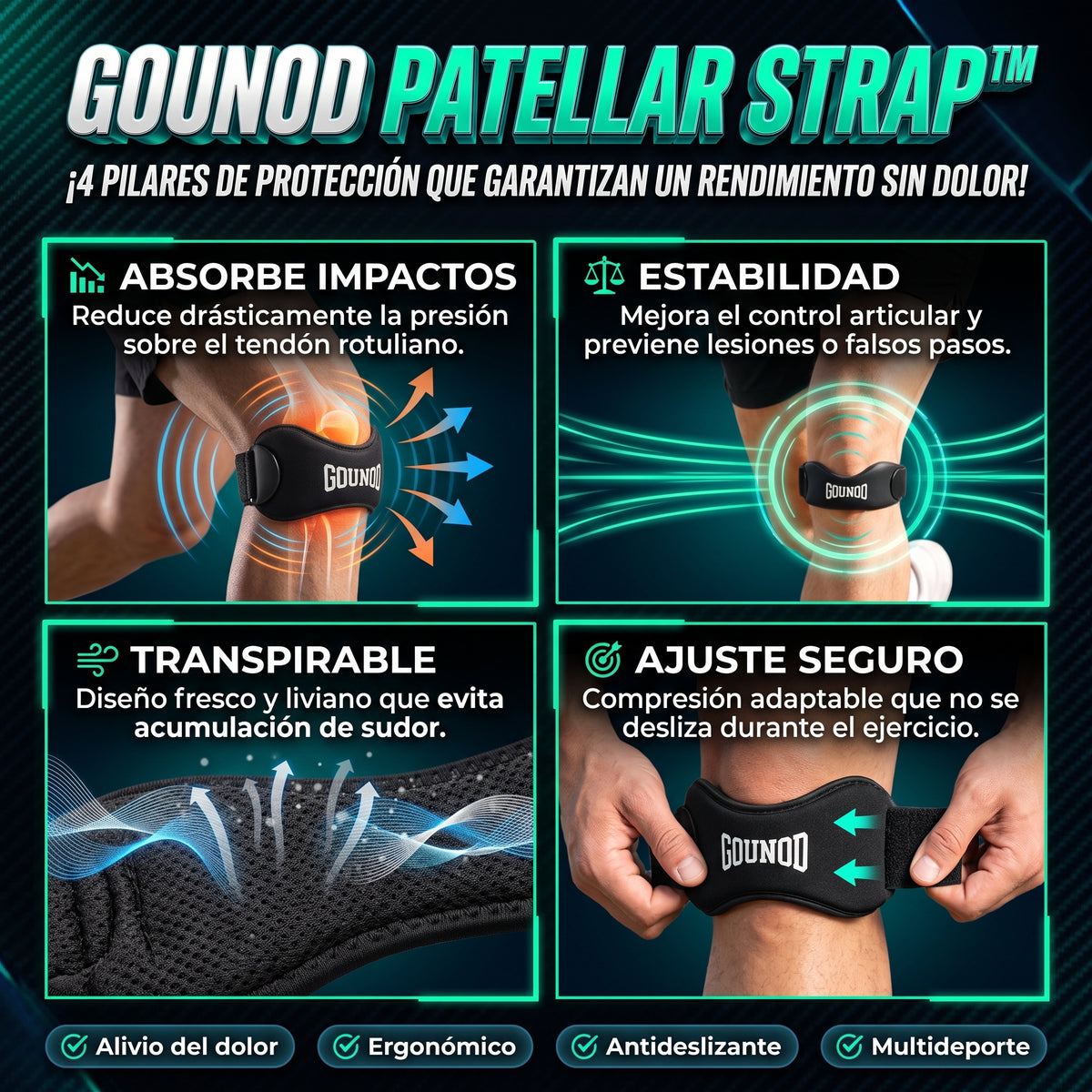 GOUNOD STRAP™ Tirante Rotuliano de Soporte Deportivo -M