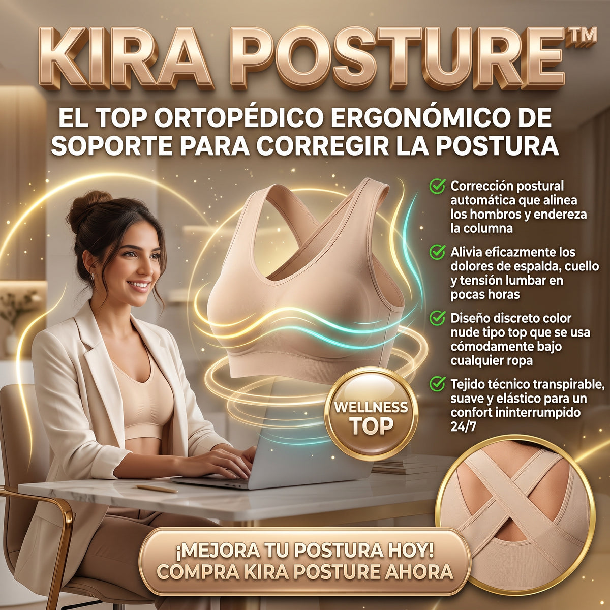 KIRA POSTURE™ Sostén y Corrector de Postura Ergonómico