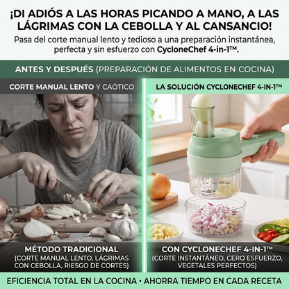 CYCLONECHEF™ Cortador y Procesador de Alimentos Eléctrico 4 en 1